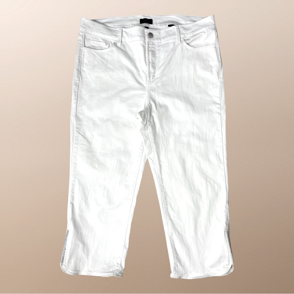 NYDJ Women's Straight Crop With Rhinestone Hem Jeans White lift tuck technology - Picture 1 of 12